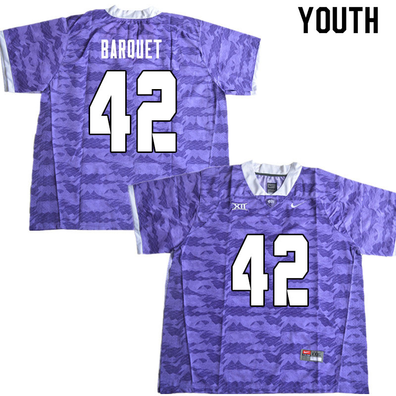 Youth #42 Earl Barquet TCU Horned Frogs College Football Jerseys Sale-Limited Purple - Click Image to Close